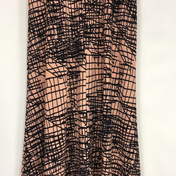 Pinkblush Lightweight Coral Pink with Black Abstract Geometric Lines Maxi Skirt - Picture 12 of 16